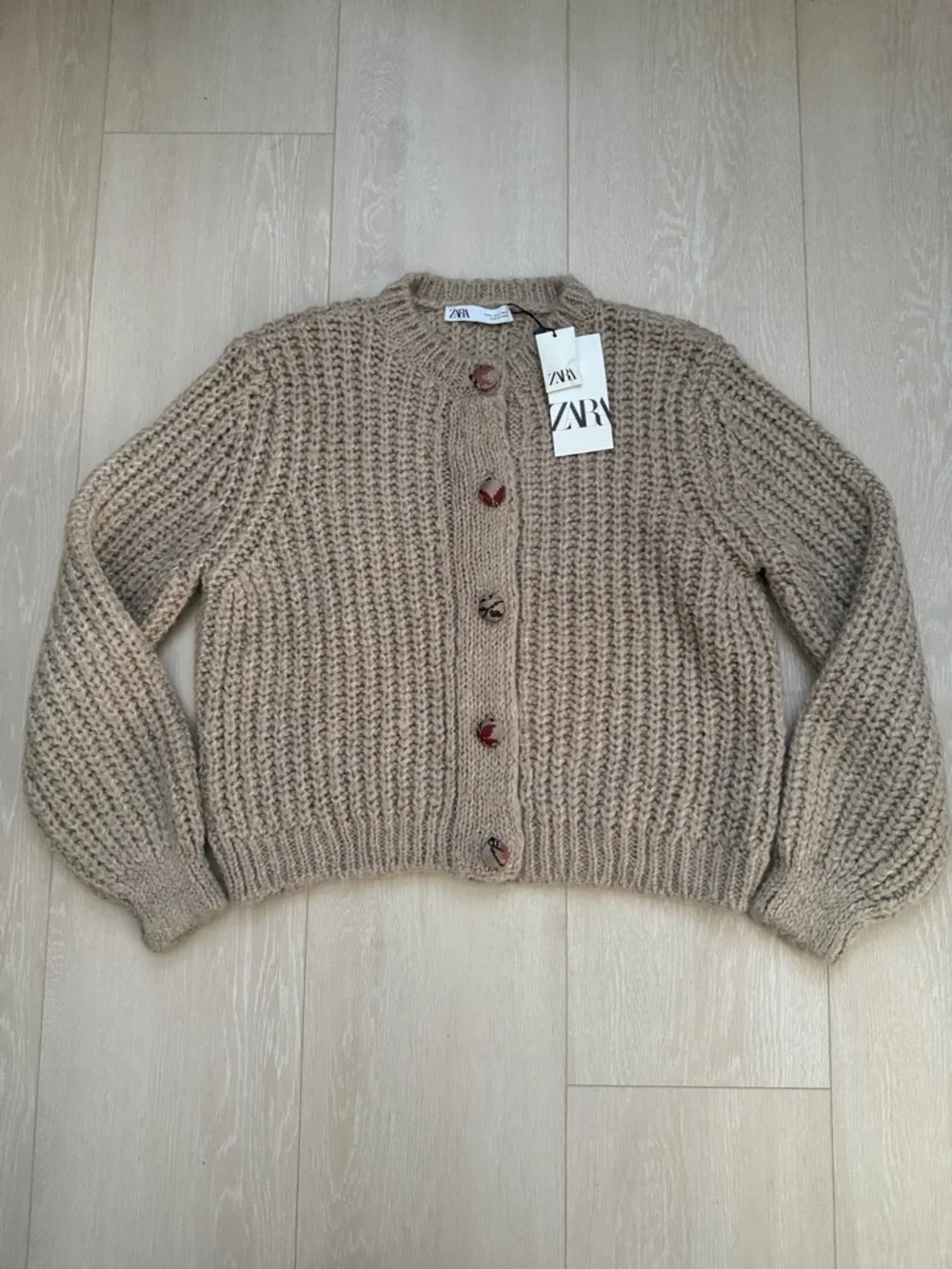 Zara Chunky Taupe Knit Cardigan - Picture 2 of 9